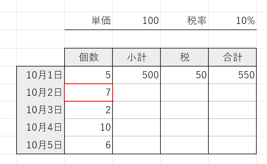 表全体の選択1