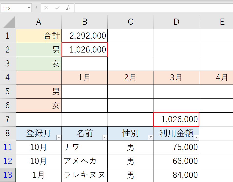 SUBTOTALで検証